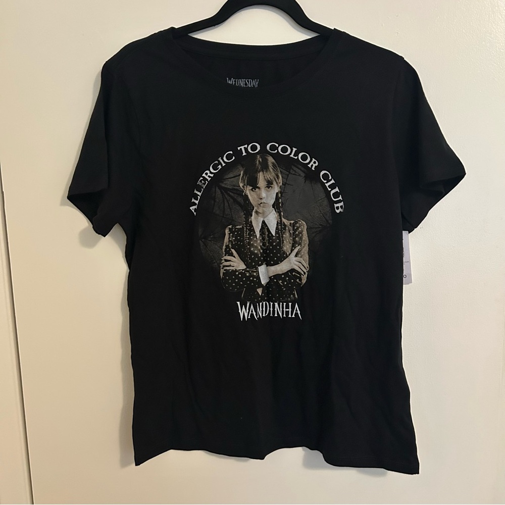 Wednesday Addams Allergic to Color Club Black Tee
